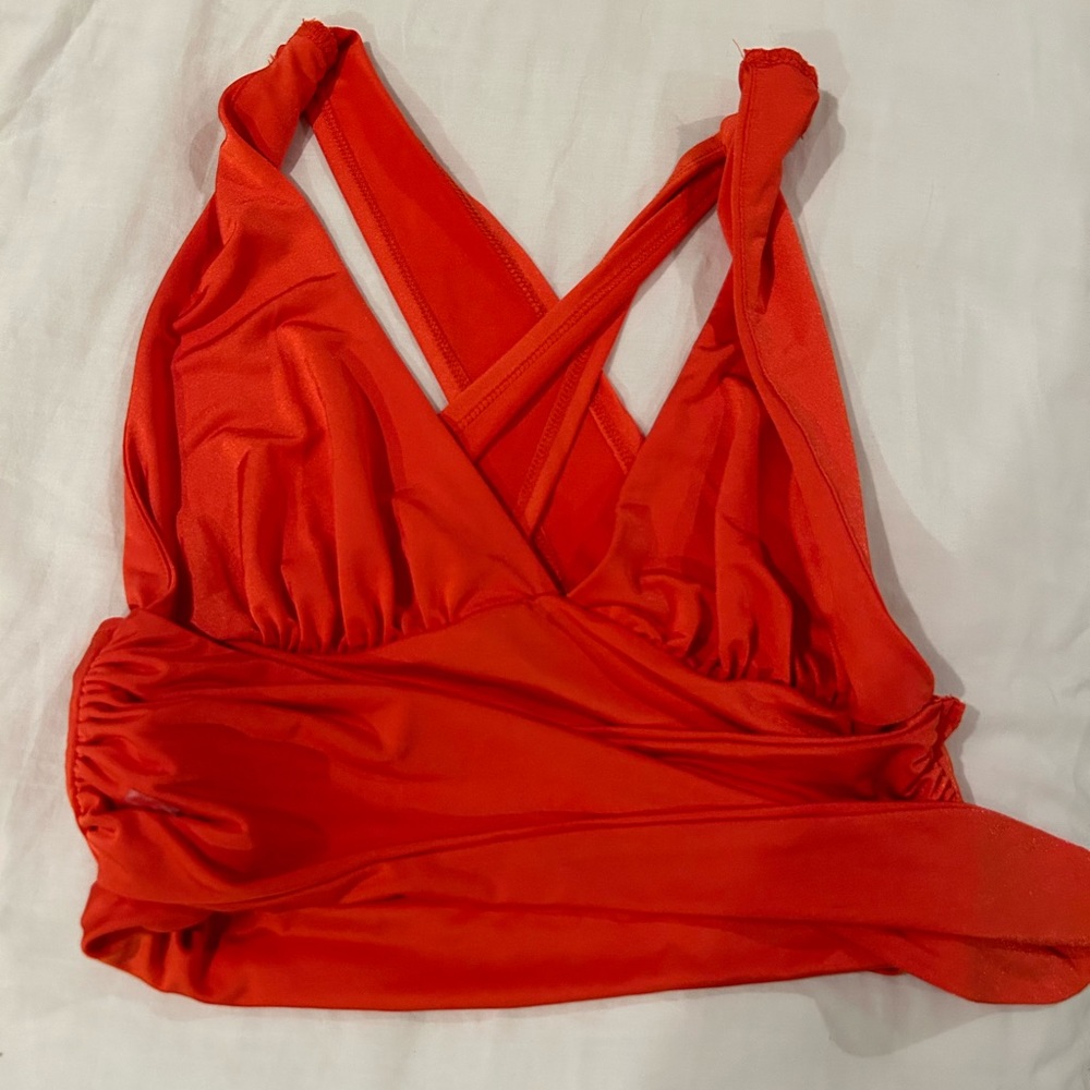 Urban Outfitters Orange Deep V Wrap Tank Top